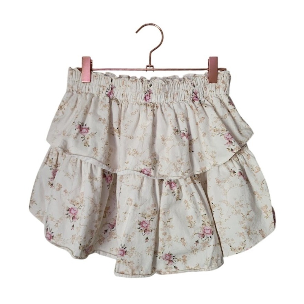 LOVESHACKFANCY Parasail Ruffle Mini Skirt Floral Pink Coquette balletcore size P - Picture 3 of 7